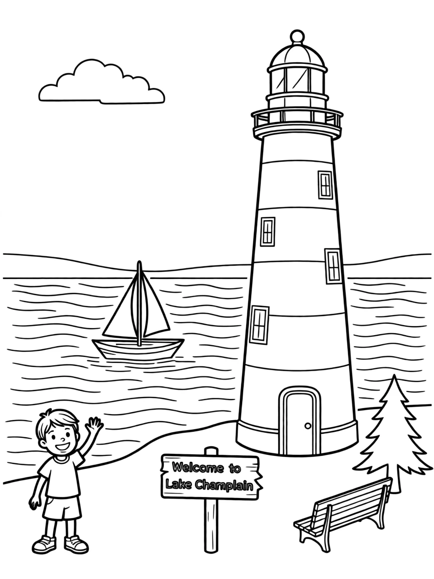 (Vermont) A lighthouse by Lake Champlain