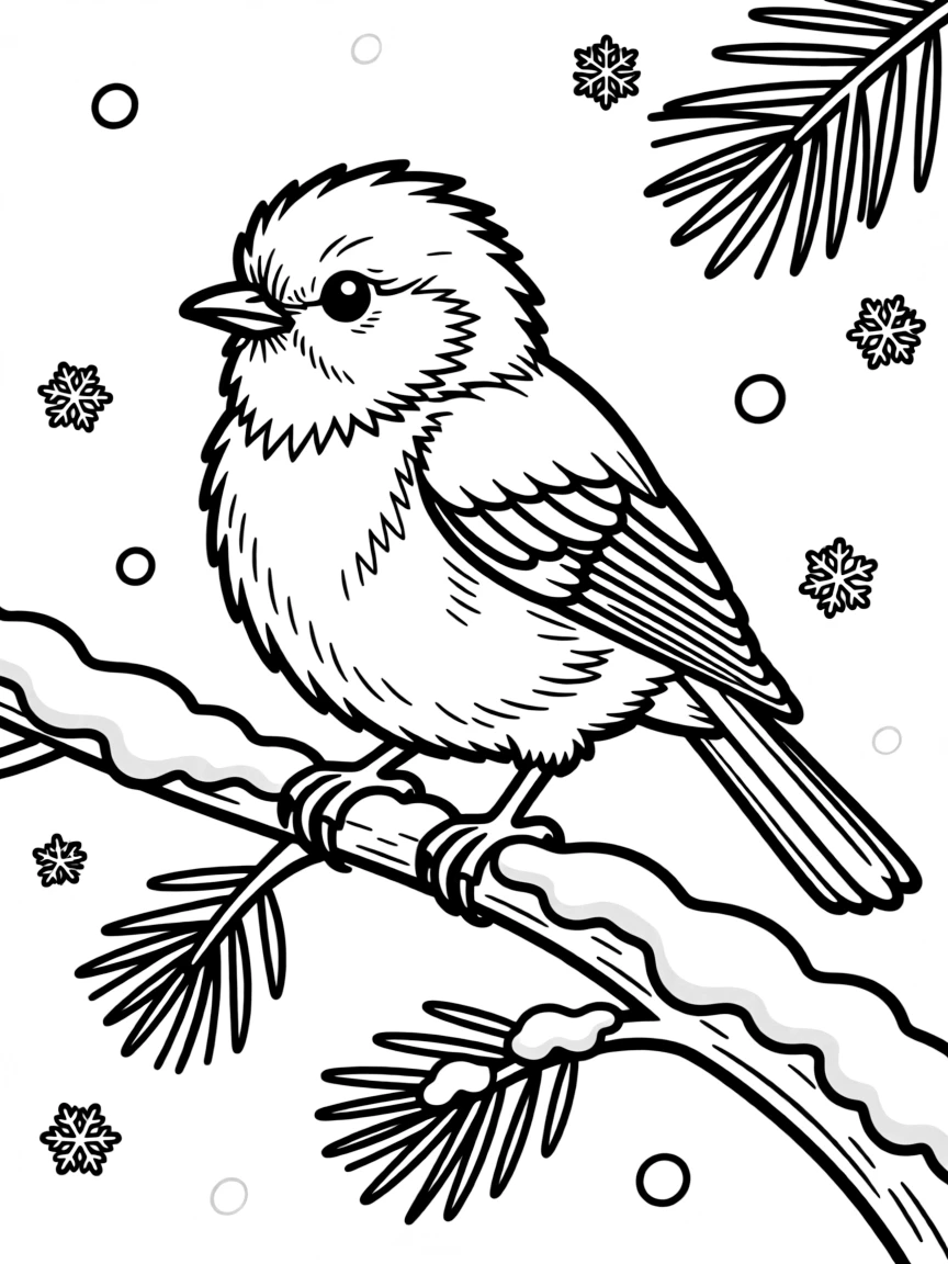 (Vermont) A chickadee bird on a snowy branch