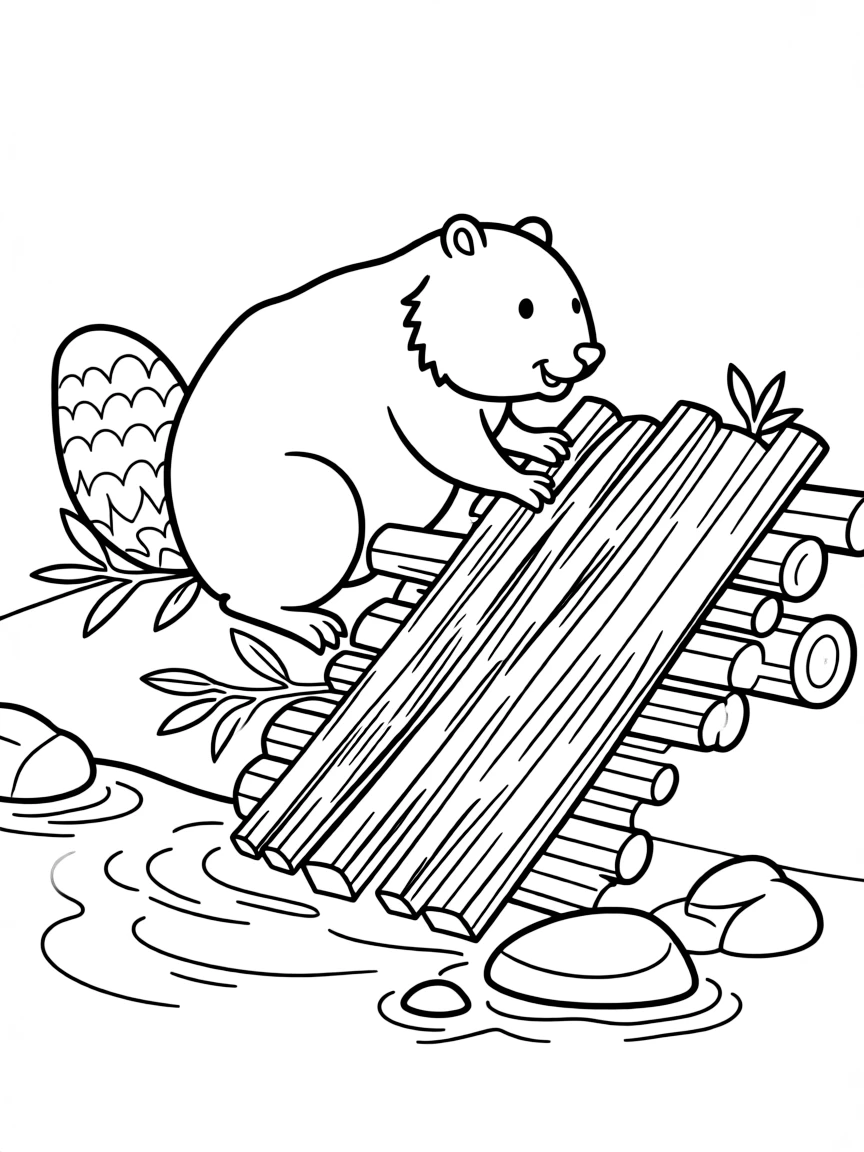(Vermont) A beaver building a dam
