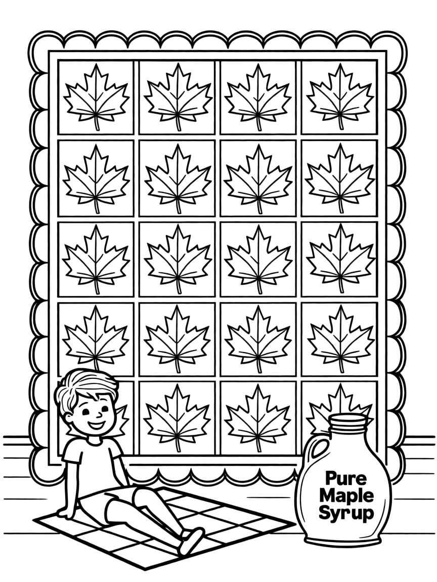 (Vermont) A quilt with maple leaf patterns