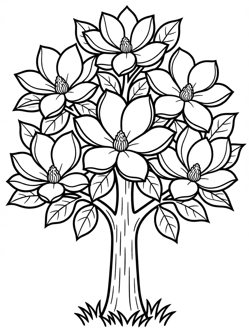 (Mississippi) A magnolia tree with large blossoms