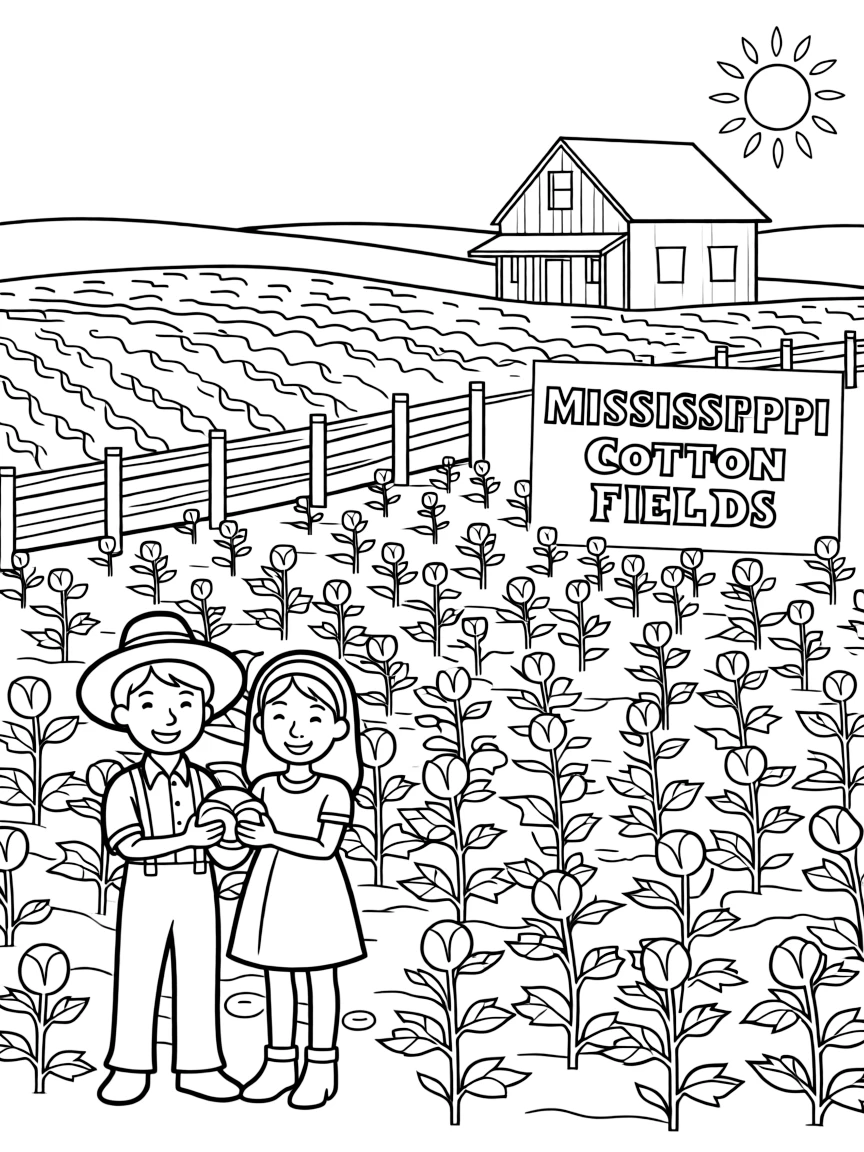 (Mississippi) Cotton fields in rural Mississippi