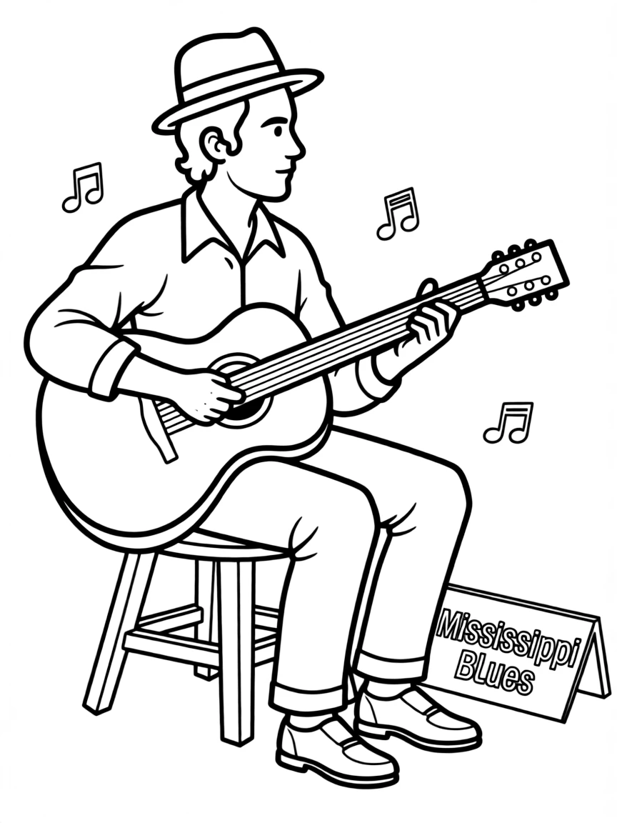 (Mississippi) Blues musician playing a guitar