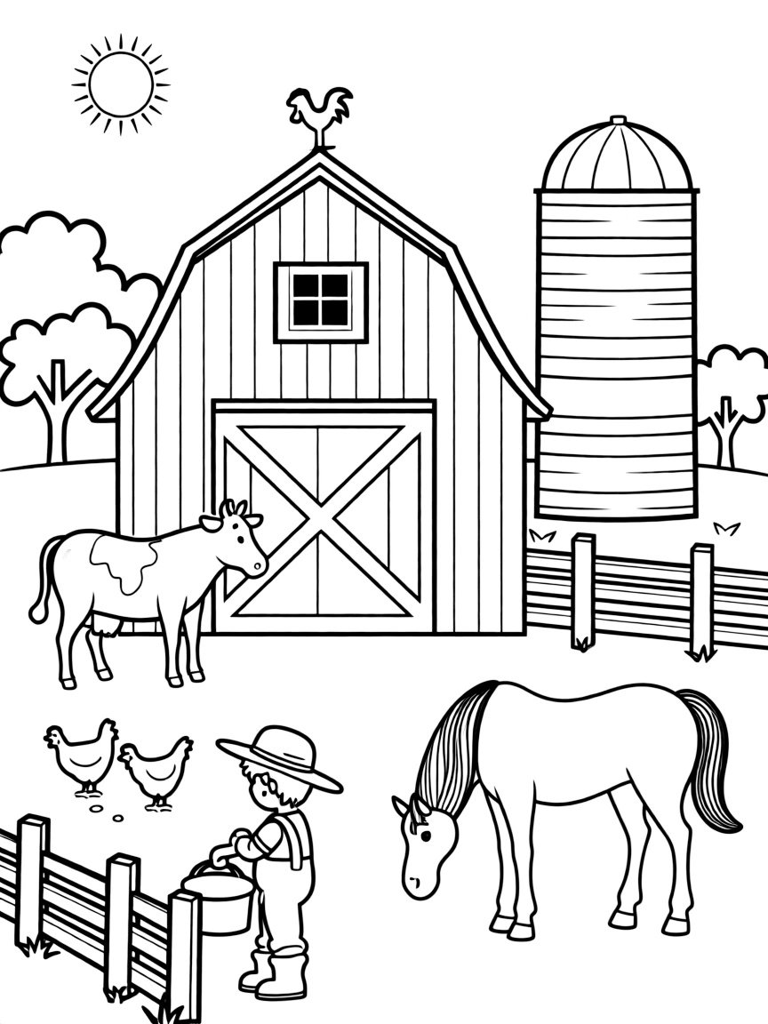 (Mississippi) A Mississippi farm with barn and animals