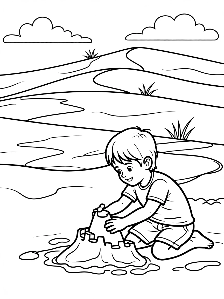 (Mississippi) A kid playing in the Mississippi sand dunes