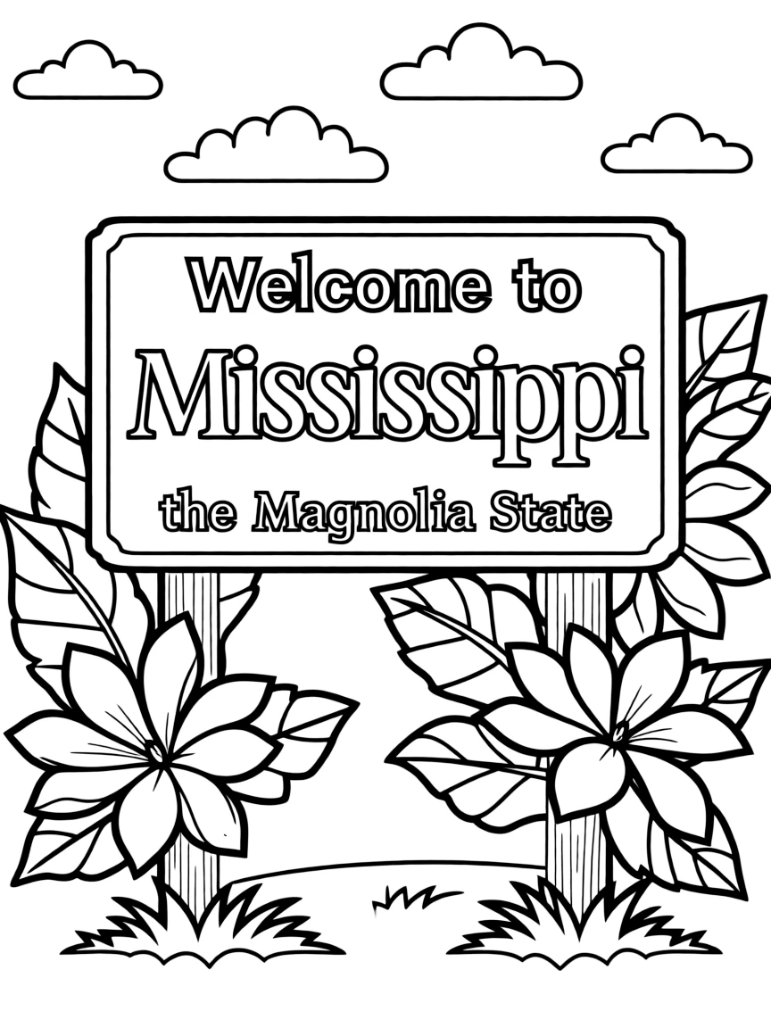 (Mississippi) Magnolia State welcome sign