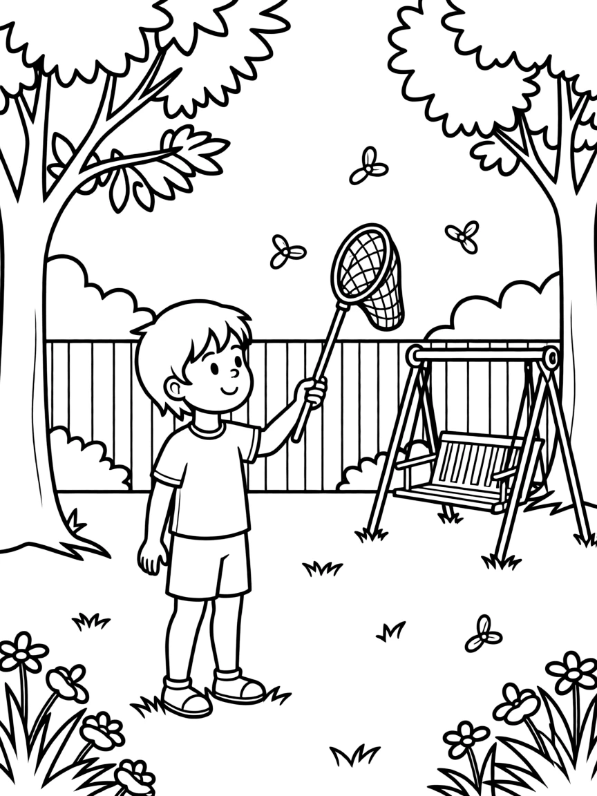 (Mississippi) A kid catching fireflies in a Mississippi backyard