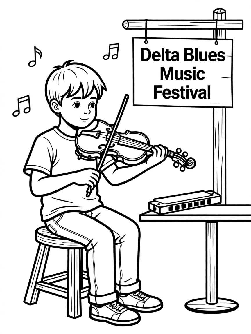 (Mississippi) A fiddle and harmonica for Delta blues music