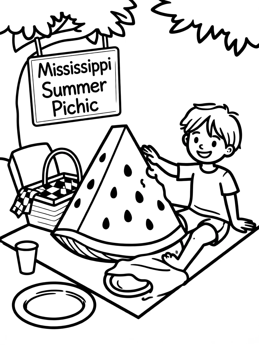 (Mississippi) Watermelon slice at a summer picnic