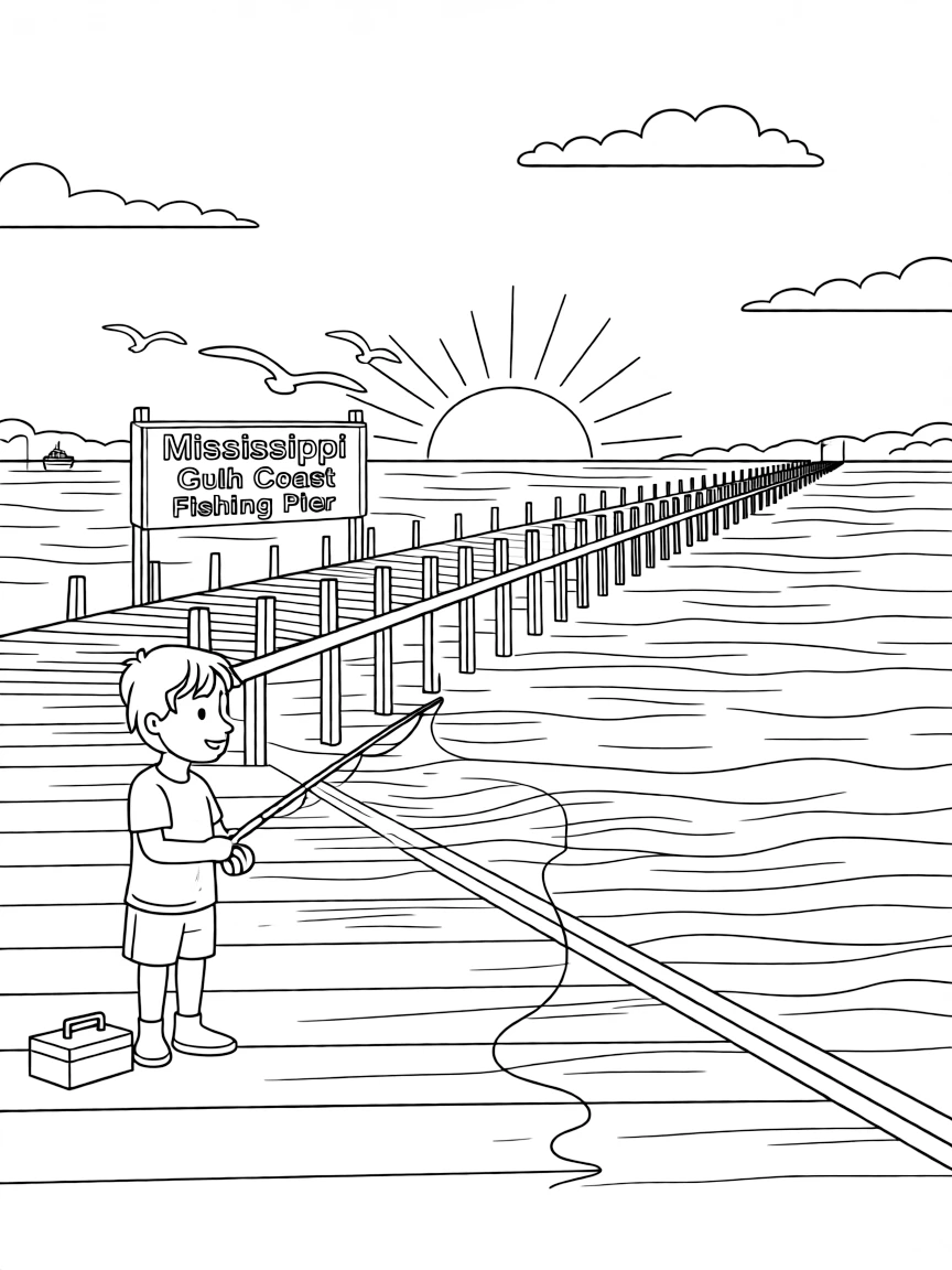 (Mississippi) A fishing pier at sunrise on the Gulf Coast