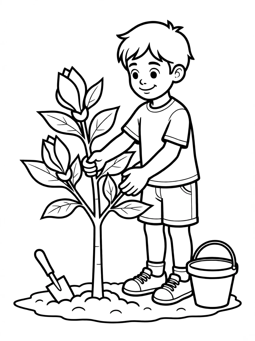 (Mississippi) A child planting a magnolia tree