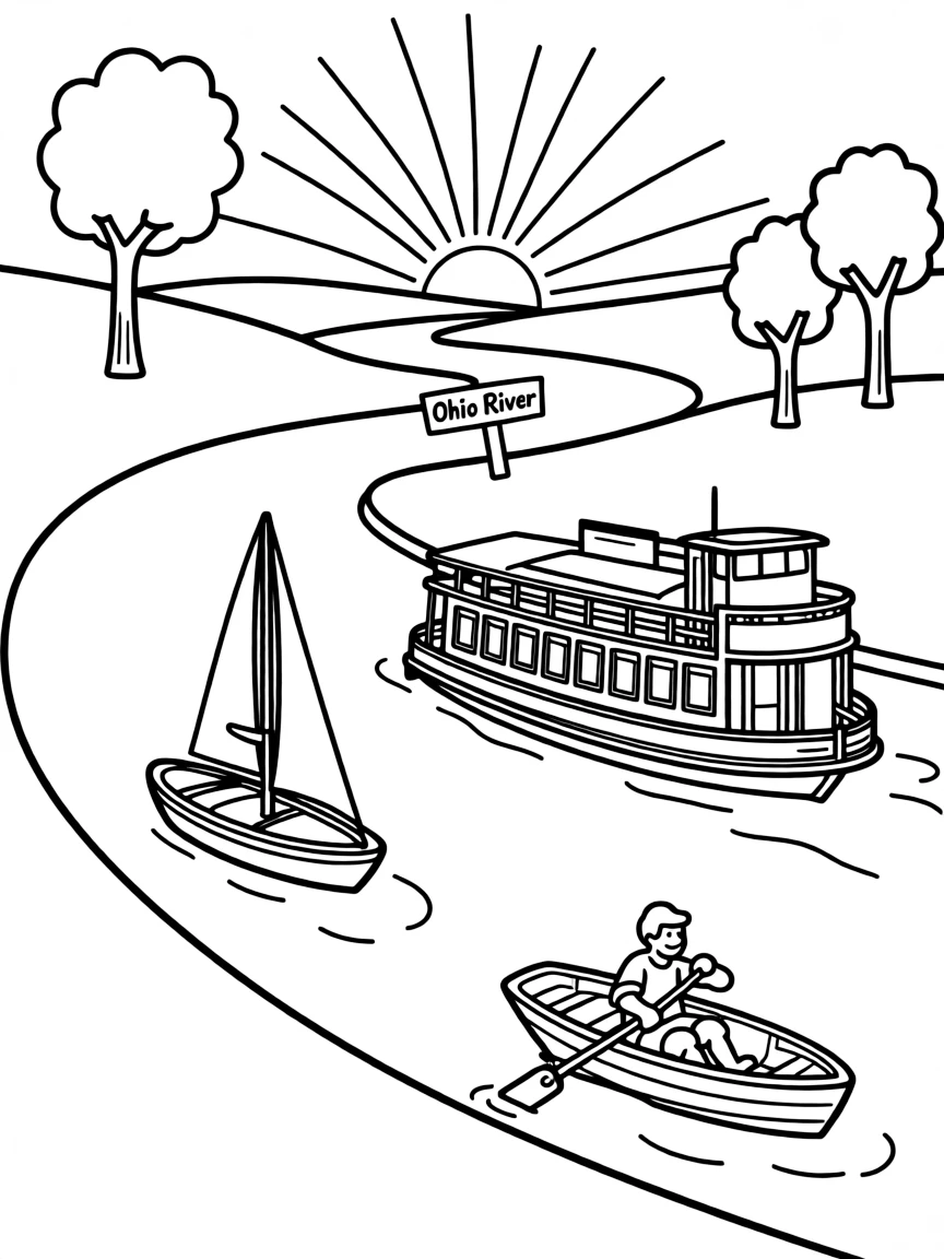 (Ohio) The Ohio River with boats