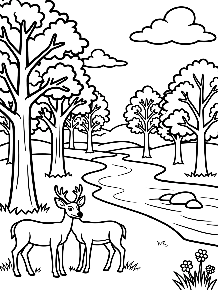 (Ohio) Cuyahoga Valley National Park with trees and deer