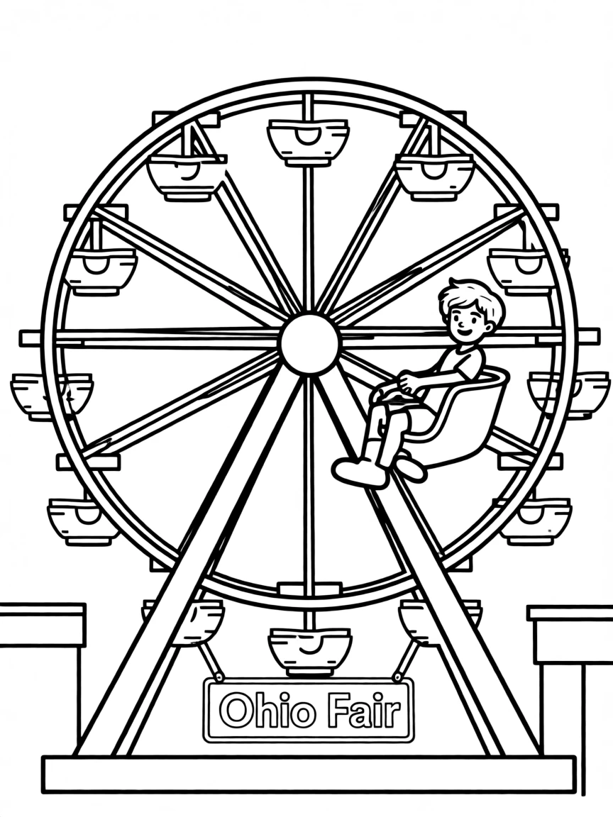 (Ohio) A child riding a Ferris wheel