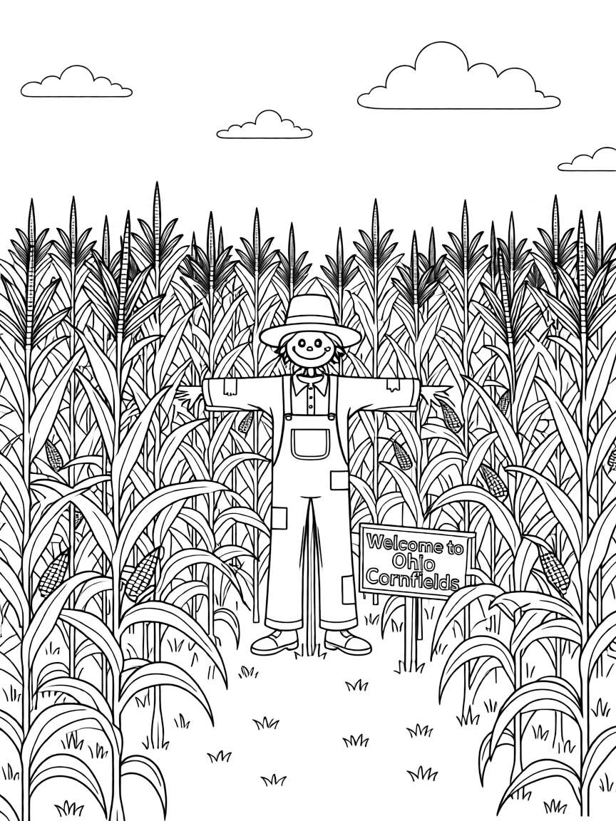 (Ohio) Ohio cornfields with a scarecrow