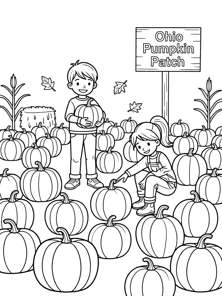 (Ohio) A pumpkin patch in autumn