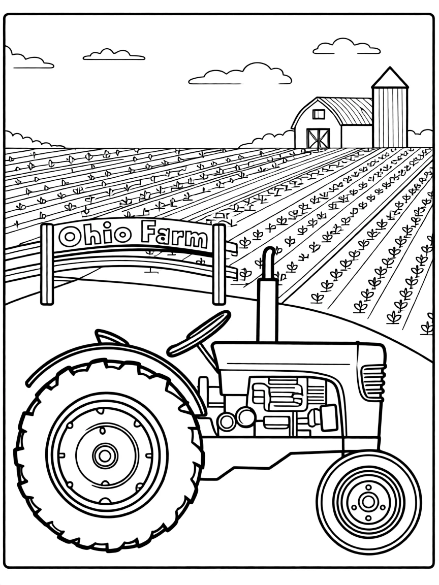 (Ohio) A farm tractor in a field