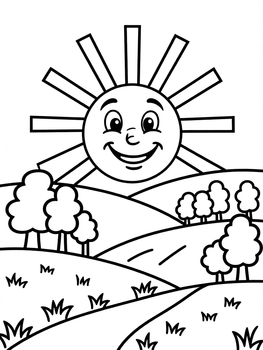 (Ohio) A smiling sun rising over Ohio hills