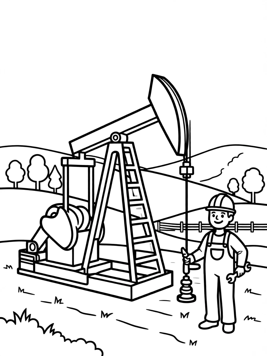 (Oklahoma) Oil rig pumping in the countryside