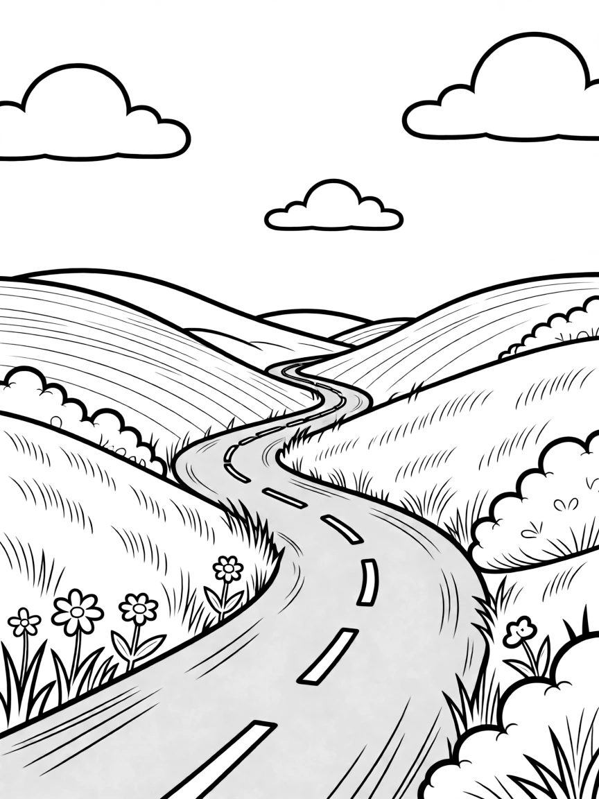 (Oklahoma) Red dirt road with rolling hills