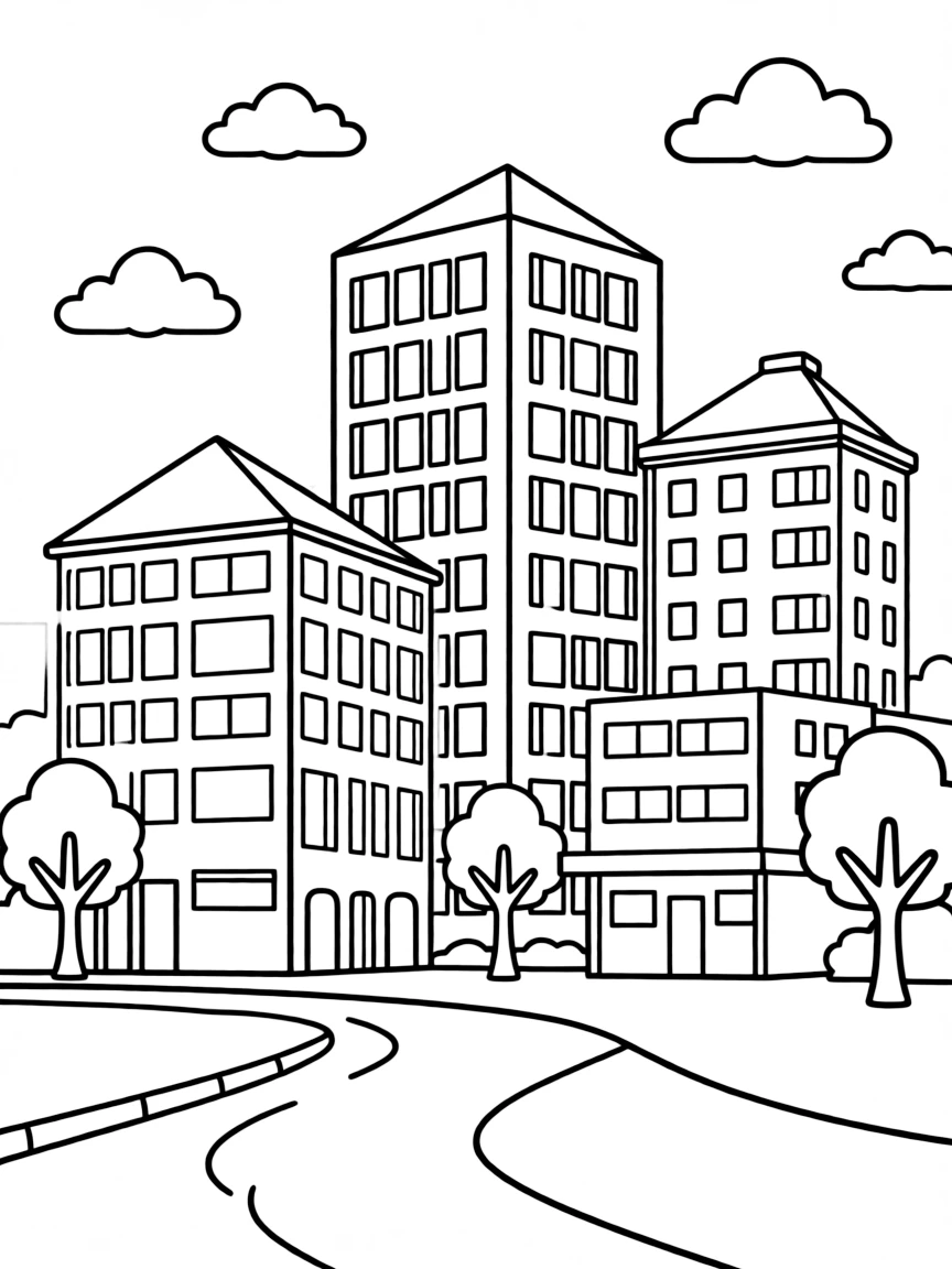 (Oklahoma) Tulsa skyline with simple buildings