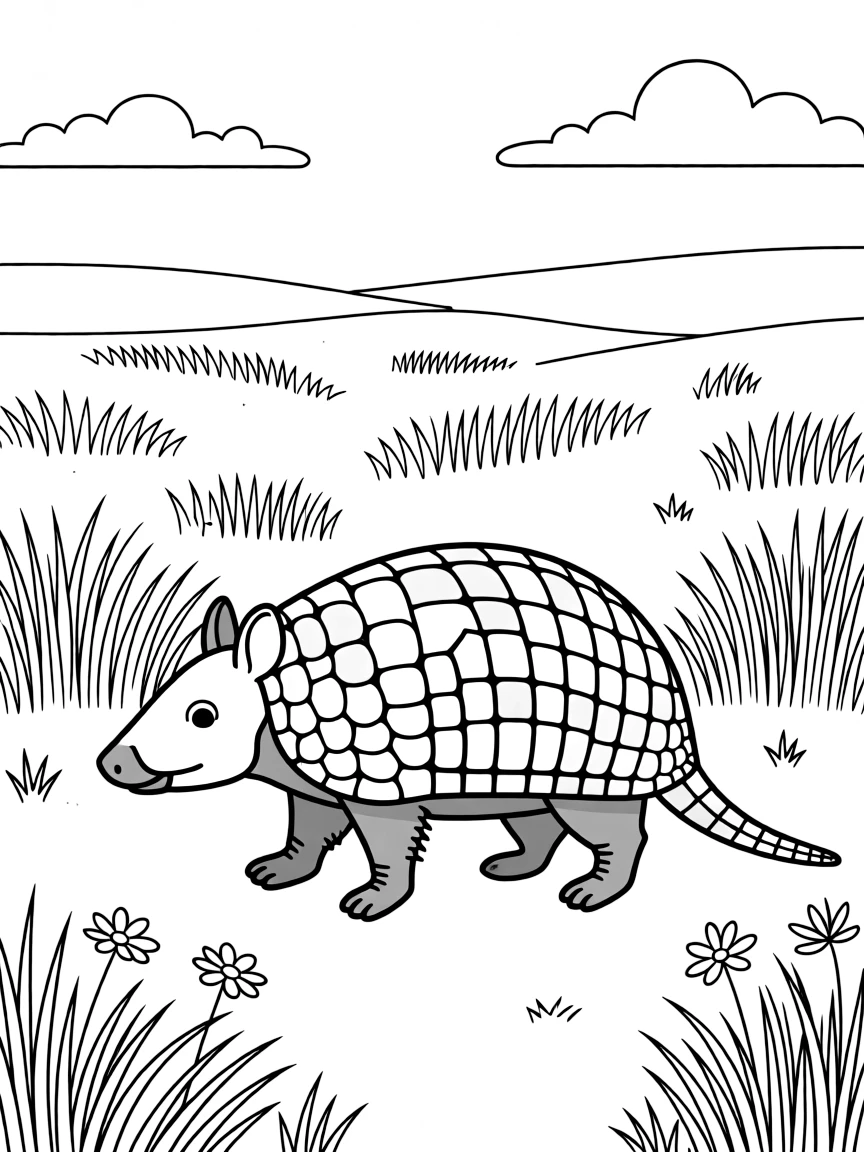 (Oklahoma) Armadillo walking through the field