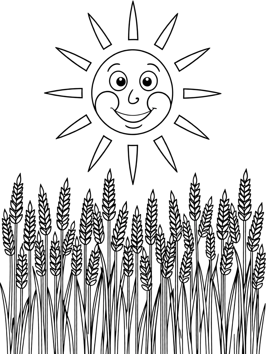 (Oklahoma) Wheat field with a smiling sun