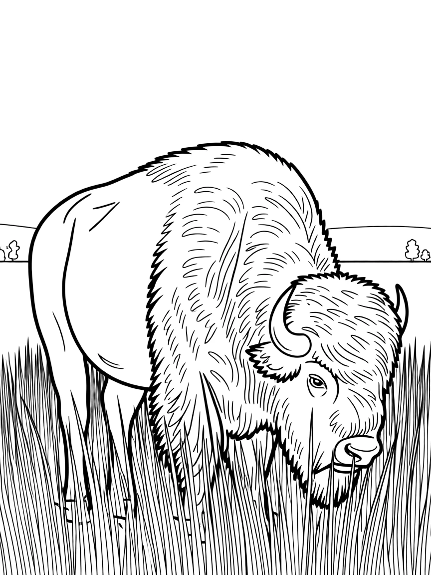 (Oklahoma) Buffalo grazing in tall grass