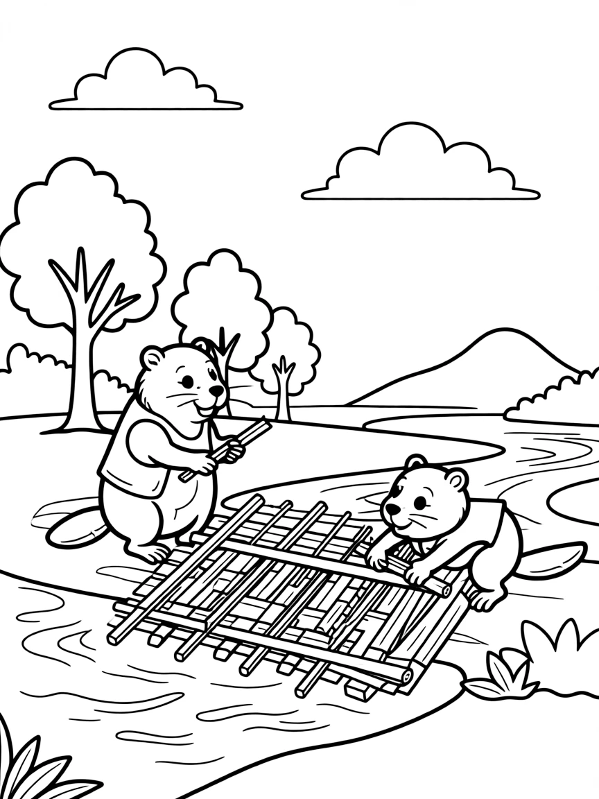 (Oklahoma) Beavers building a dam