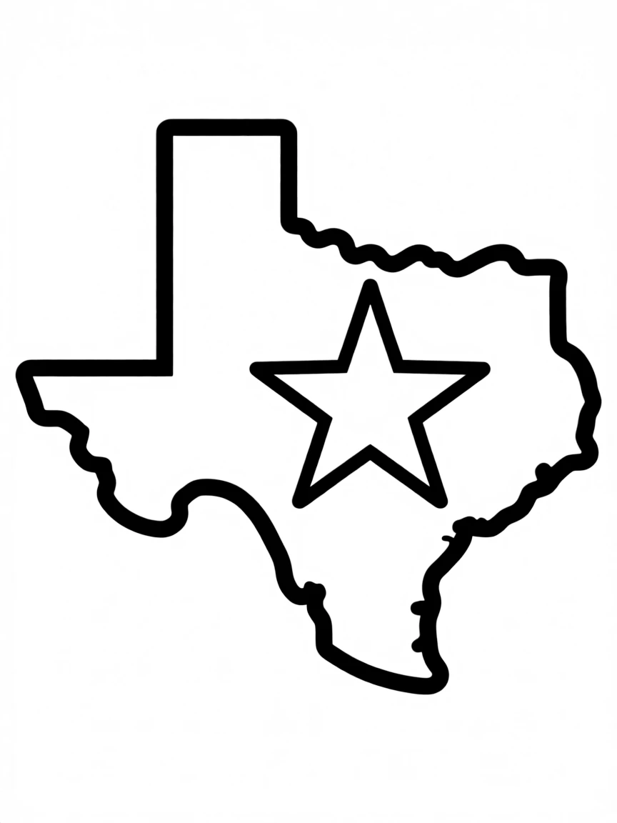 (Texas) The Texas state shape with a big star in the center
