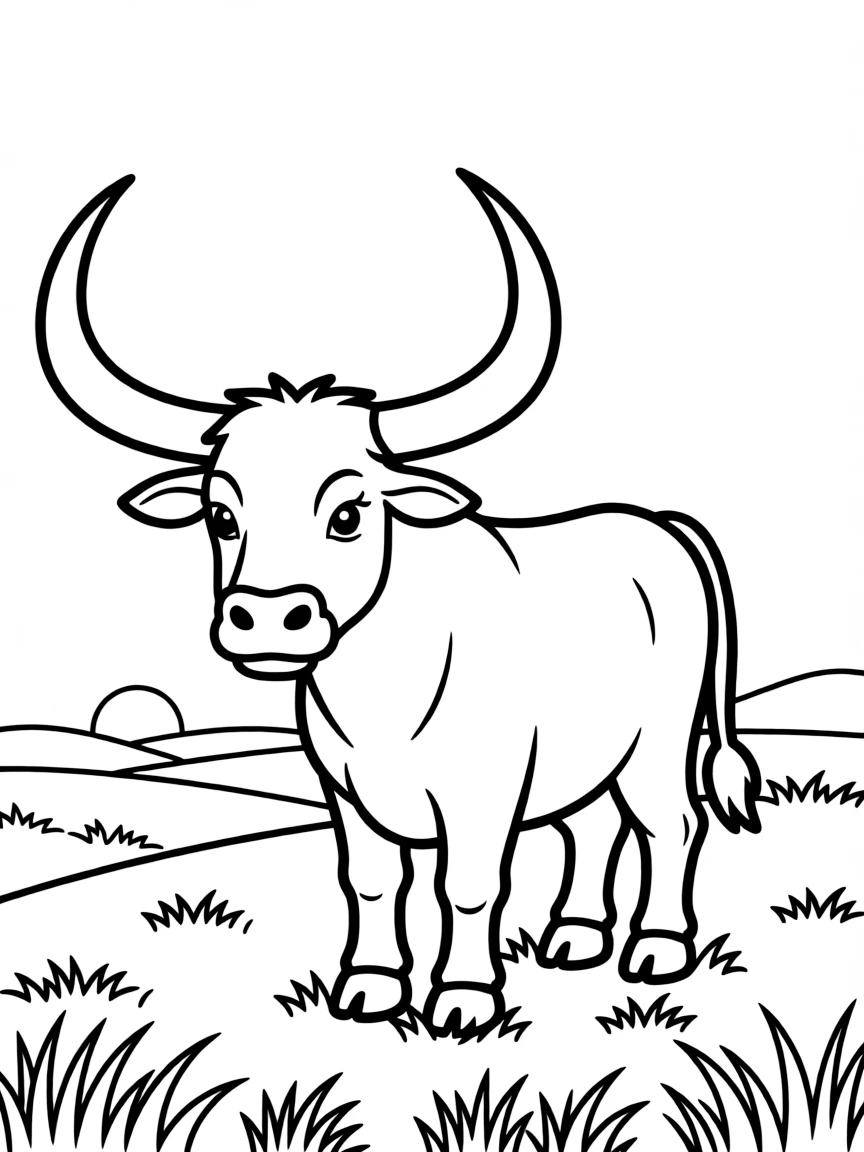 (Texas) A longhorn steer standing in a field