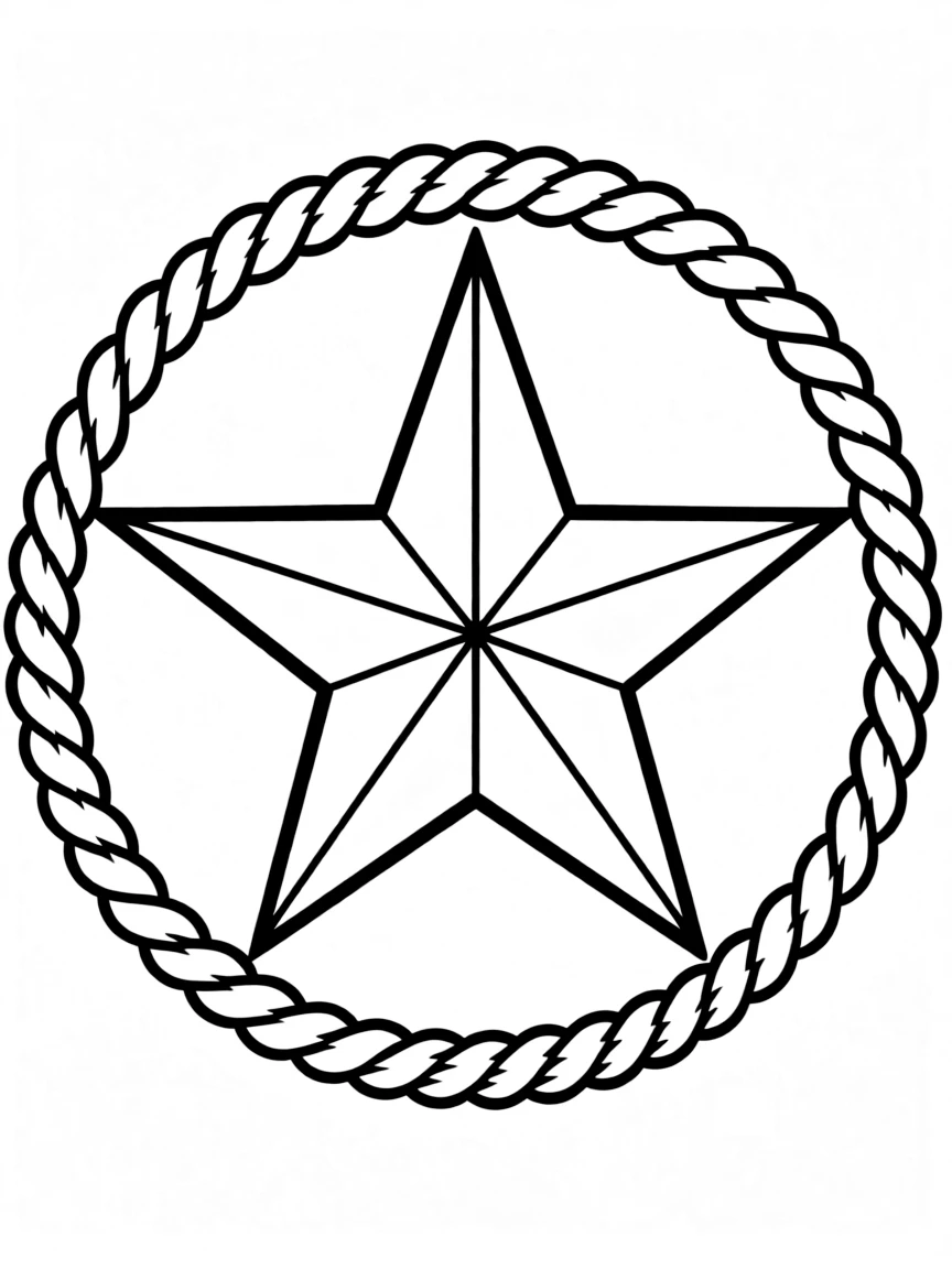 (Texas) A big Texas star with rope border