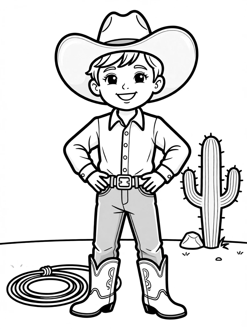 (Texas) A child wearing a cowboy hat and boots