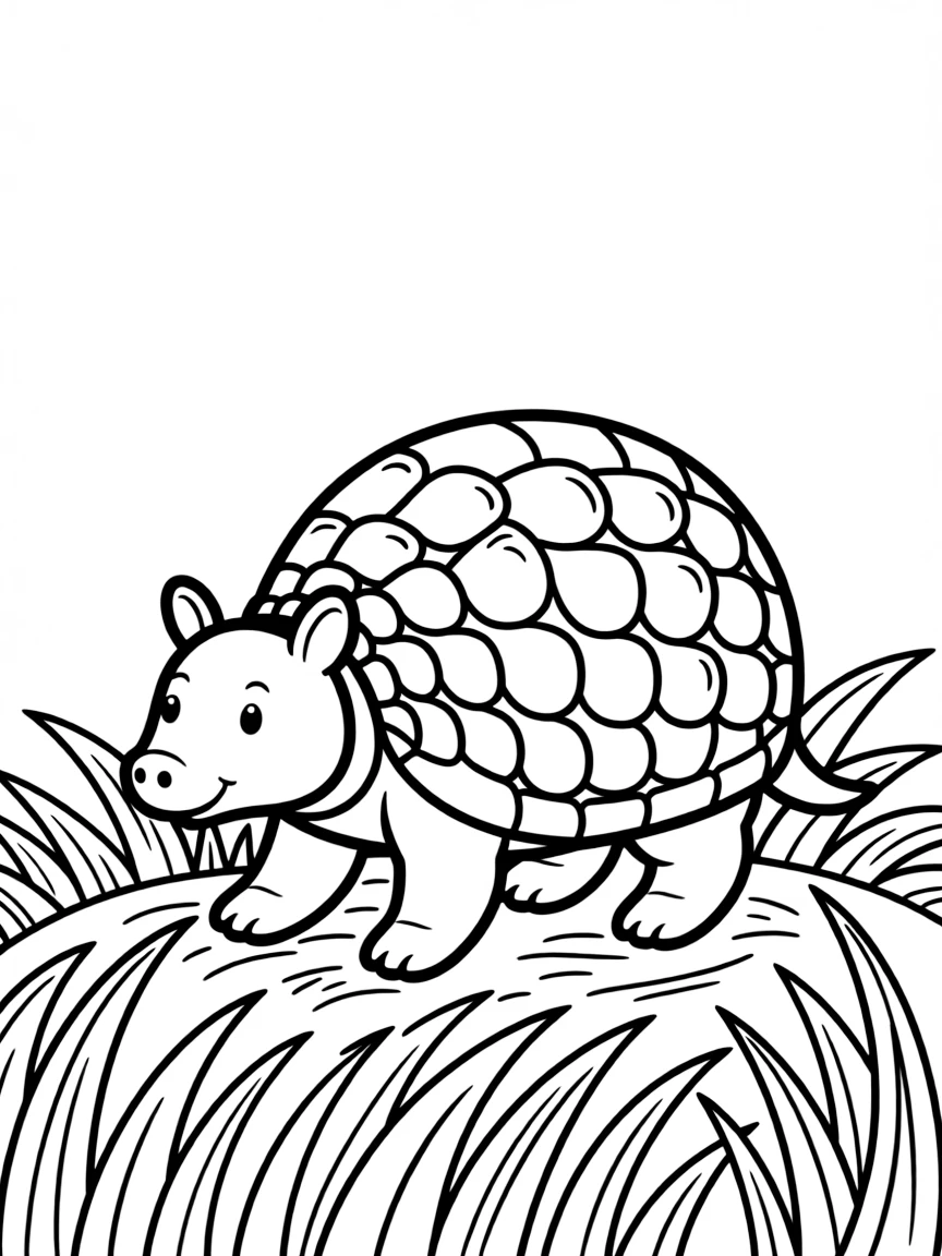 (Texas) An armadillo walking through grass