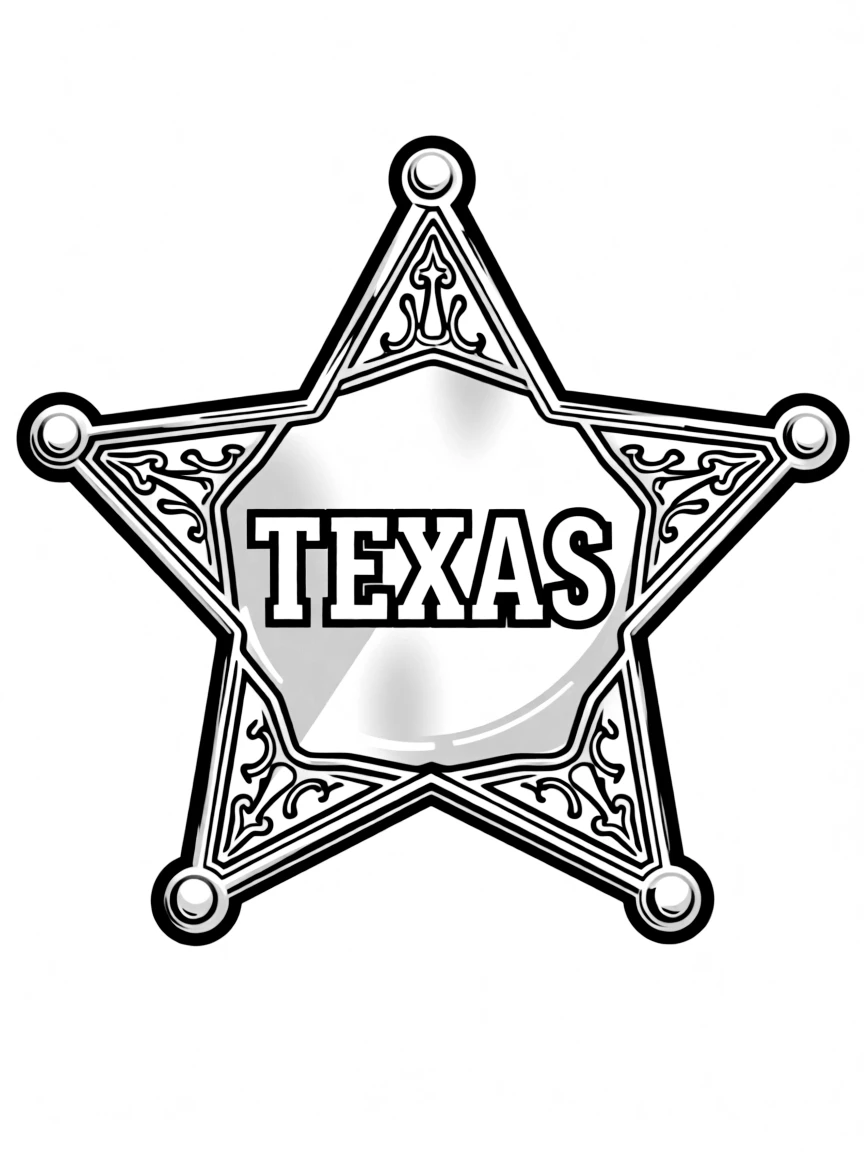 (Texas) A sheriff’s badge labeled “Texas”