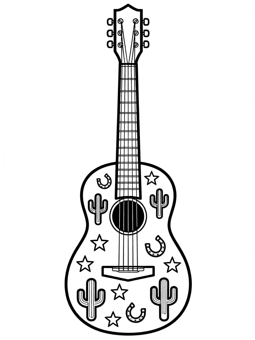 (Texas) A guitar with western patterns