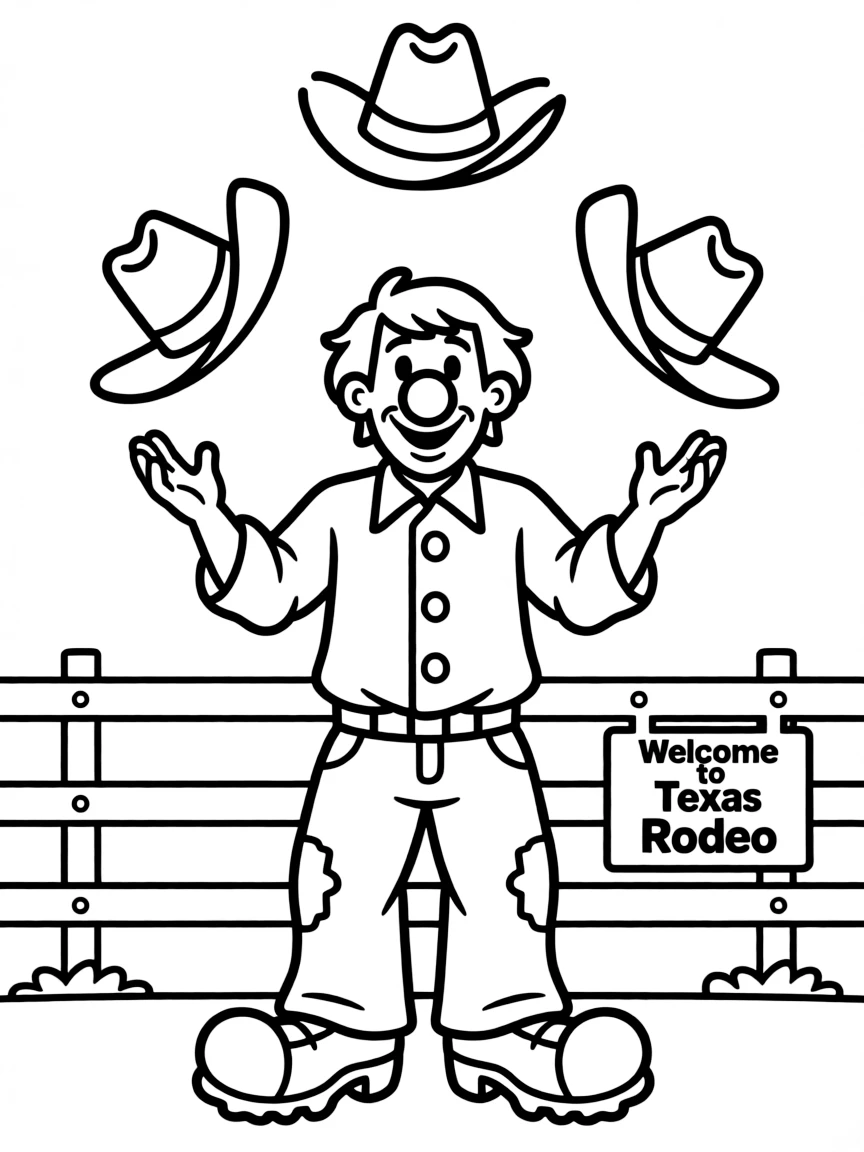 (Texas) A rodeo clown juggling hats