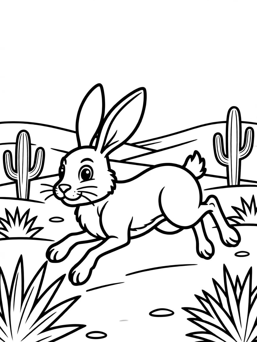(Texas) A jackrabbit hopping in the desert