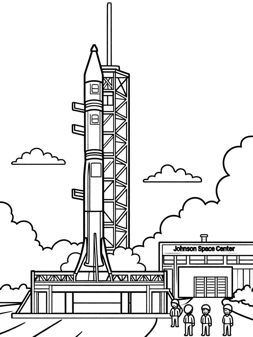 (Texas) A space rocket launch at Johnson Space Center