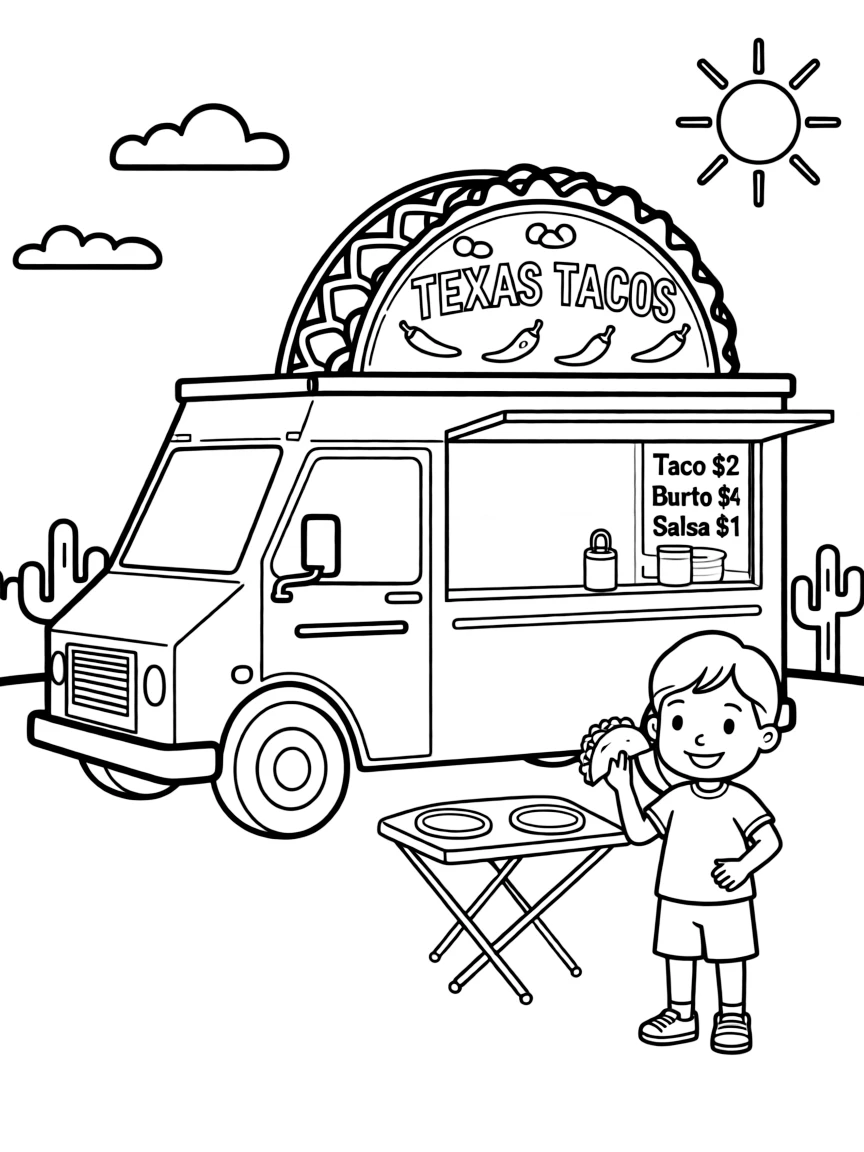 (Texas) A child at a taco truck