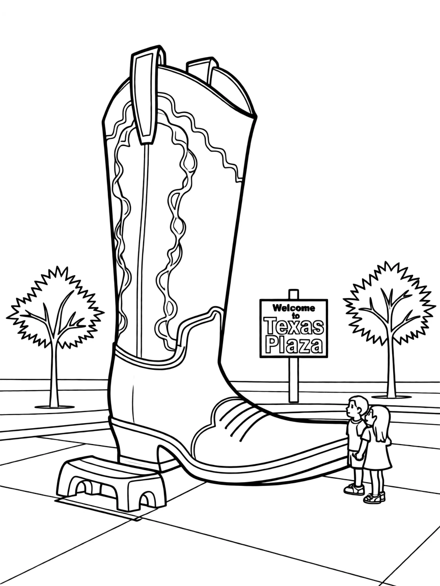 (Texas) A giant boot sculpture in a plaza