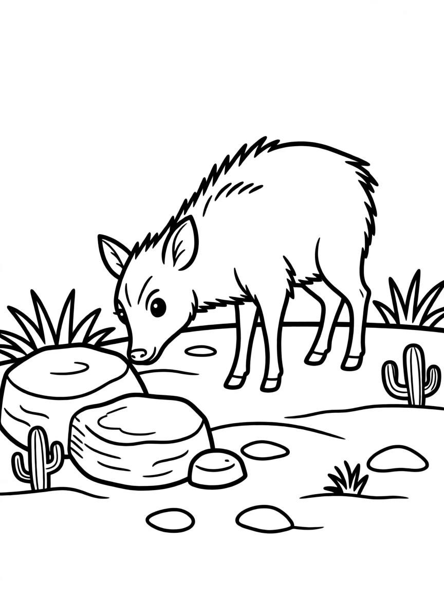 (Texas) A javelina sniffing around rocks