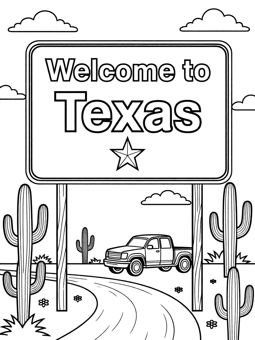 (Texas) A big "Welcome to Texas" road sign