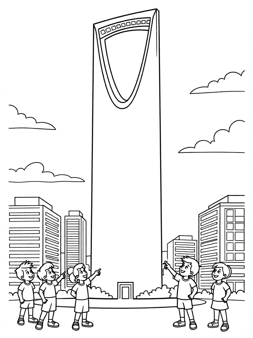 (Saudi Arabia) The Kingdom Center Tower in Riyadh rising into the sky above the modern city.