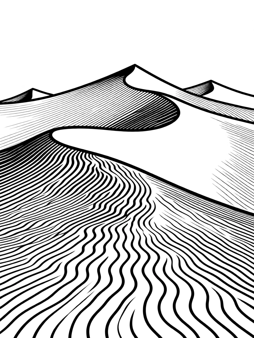 (Saudi Arabia) Towering golden sand dunes in the Empty Quarter desert with rippling patterns.
