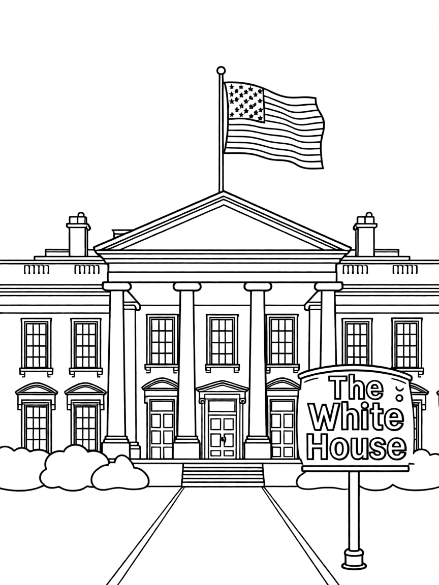 (United States) The White House in Washington, D.C. with the U.S. flag flying