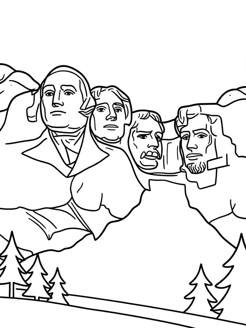 (United States) The faces of Mount Rushmore carved into a mountain