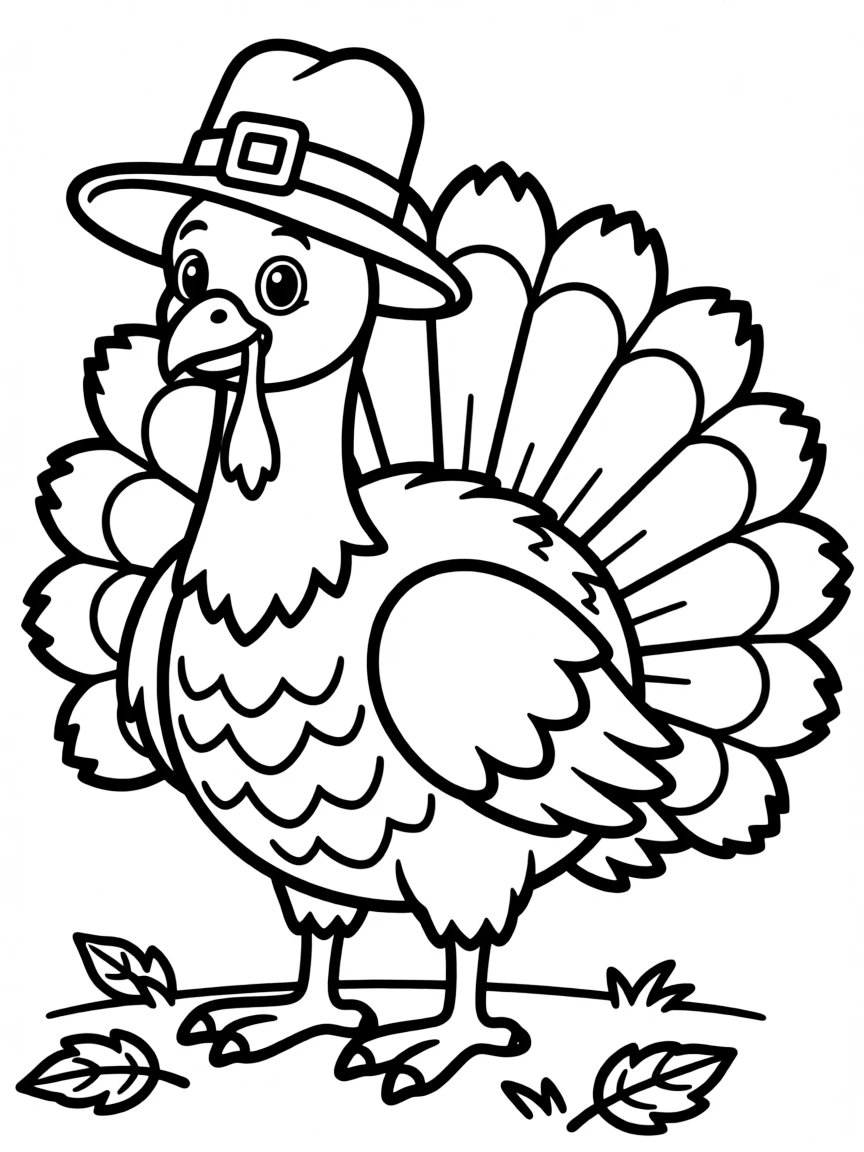(United States) A Thanksgiving turkey wearing a Pilgrim hat