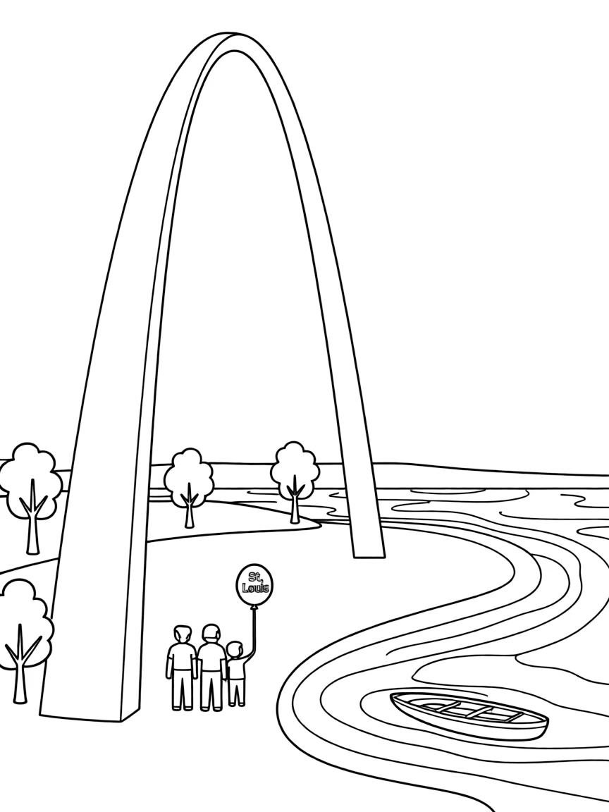 (United States) The Gateway Arch in St. Louis beside the Mississippi River