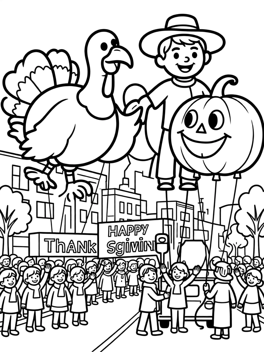 (United States) Giant character balloons floating in a Thanksgiving parade